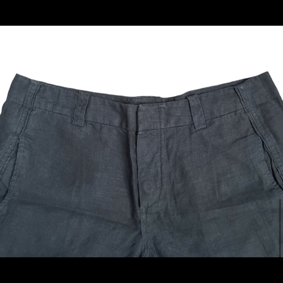 Vince Dark Gray Linen Cuffed Shorts - Picture 5 of 10